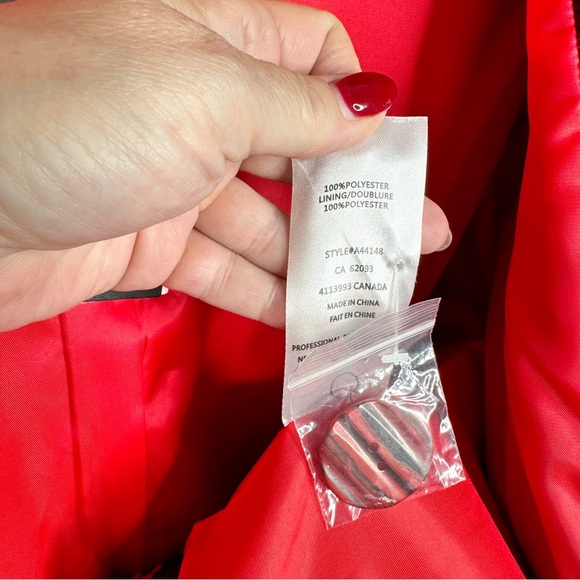 NWT Alison Sheri Preppy In Pink Blazer Houndstooth Tweed XS Red - Picture 14 of 16